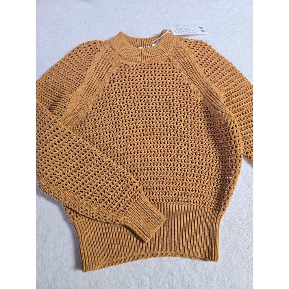 NWT Uniqlo U Women's Oversized Mesh Knit Sweater - Yellow - Size XS - 3D Knit...